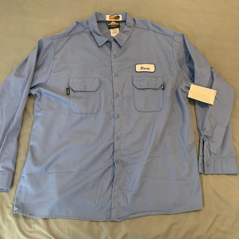 Steelguard‎ Essentials FR Shirt Mens 4XLR Light Blue Flame Resistant Work